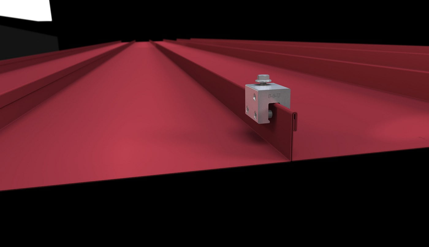 S-5! clamp is mounted to a metal roof